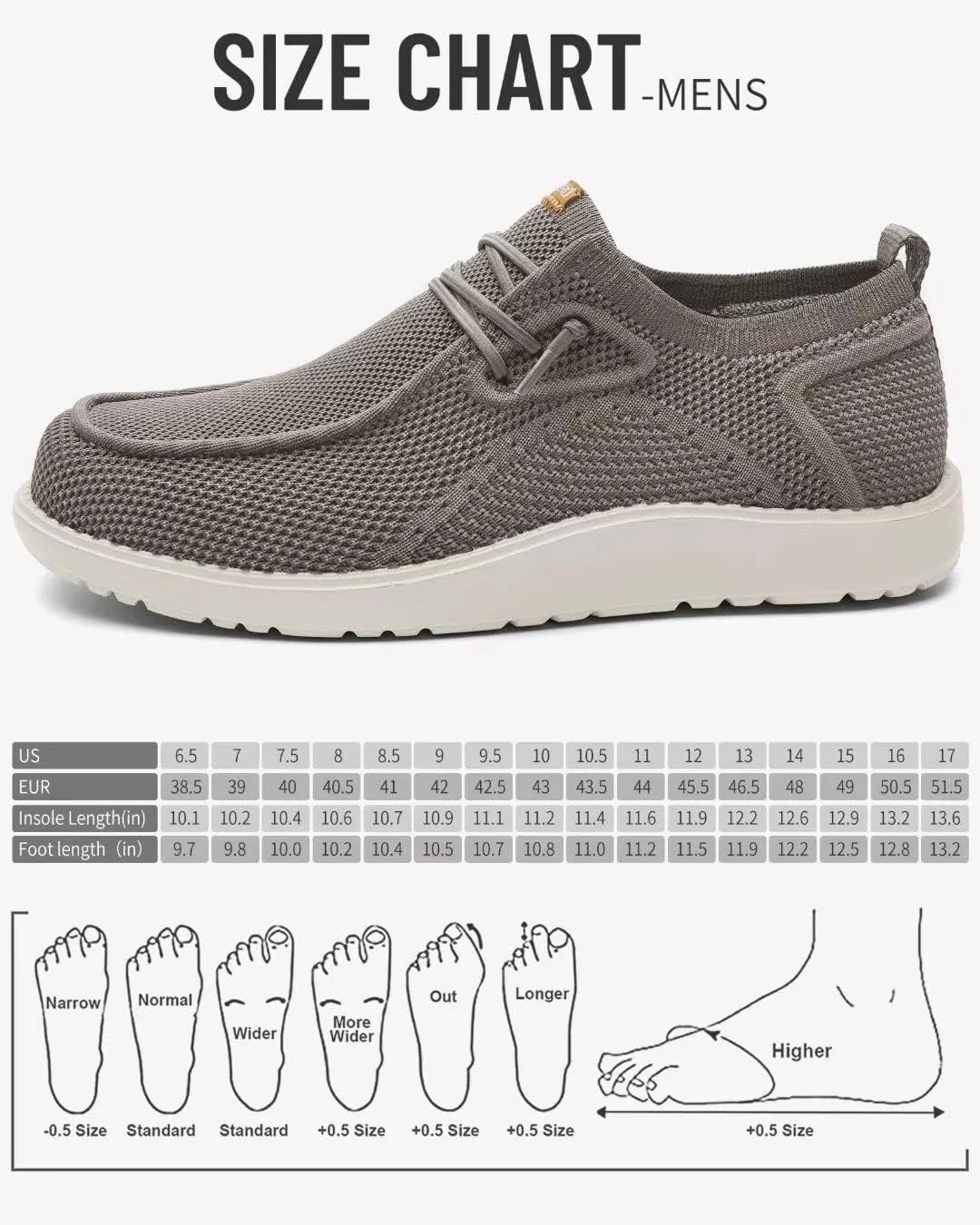 1TAZERO Mens Wide Shoes Casual Slip On Shoes for Men - Men Loafers Wide Comfortable Boat Shoes with Arch Support