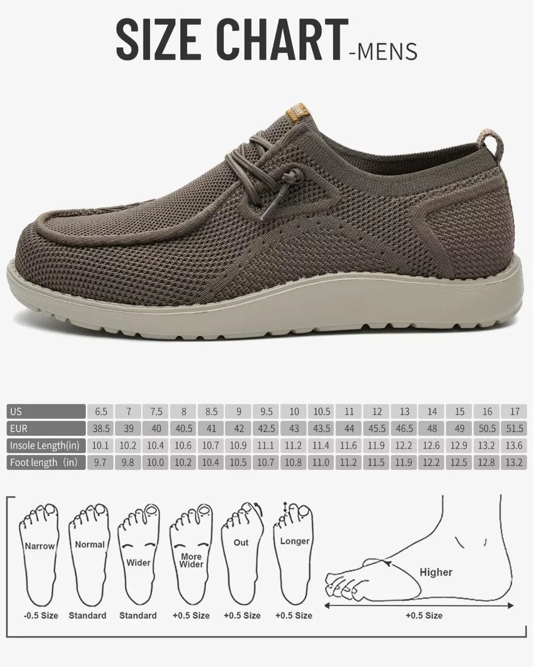 1TAZERO Wide-Shoes for Men-Slip on Walking-Loafers Casual-Shoes - Wide Width Comfortable Orthopedic Shoes for Men with Arch Support for Plantar Fasciitis