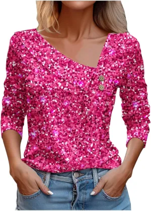2025 Spring Shirt for Women Trendy Asymmetric Collar Regular Work Business Blouses 3/4 Sleeve Floral Print Casual Tee