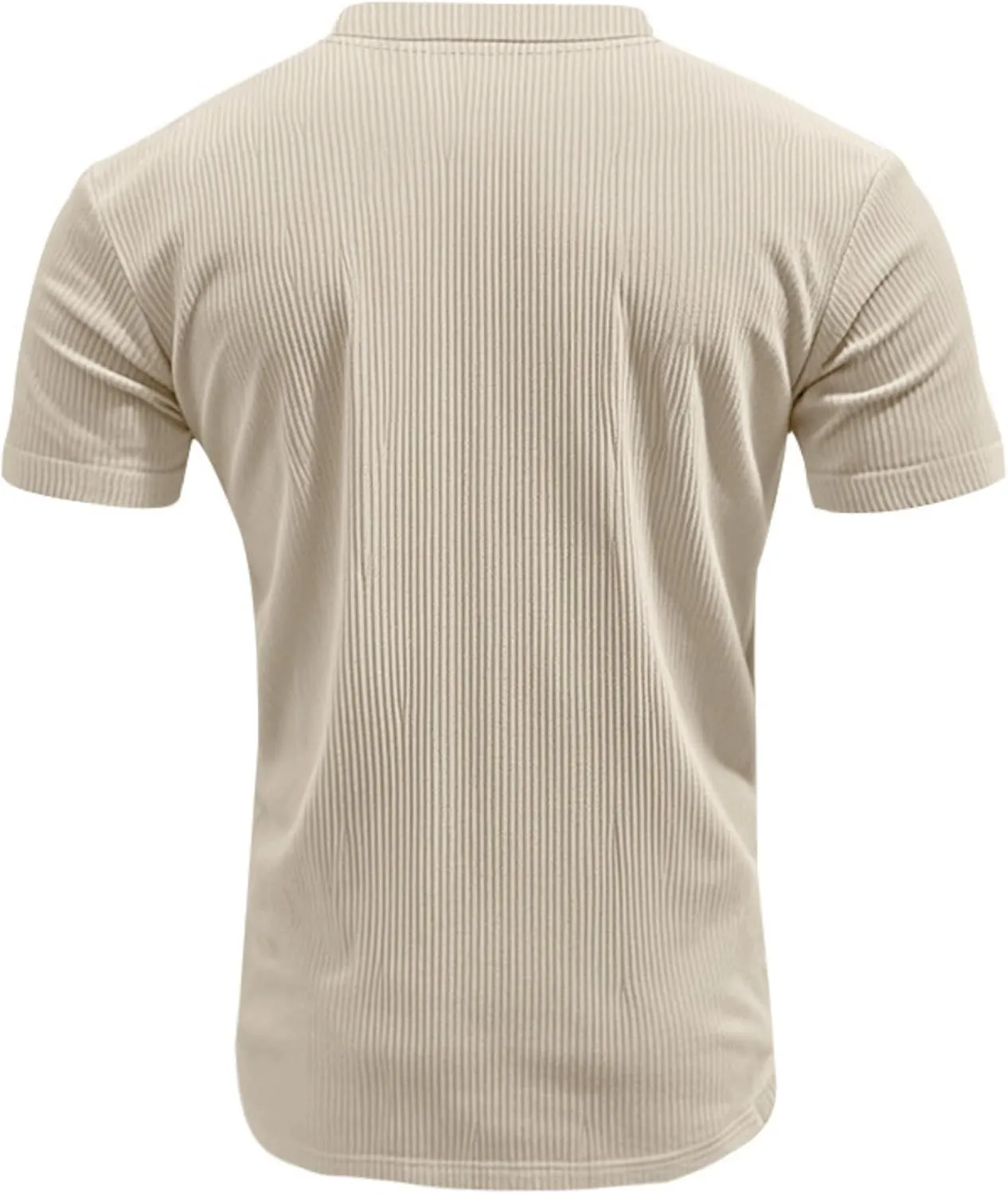 2025 Summer Short Sleeve T-Shirts for Men V Neck Corduroy Shirts Ribbed Knit Blouses Casual Business Tops
