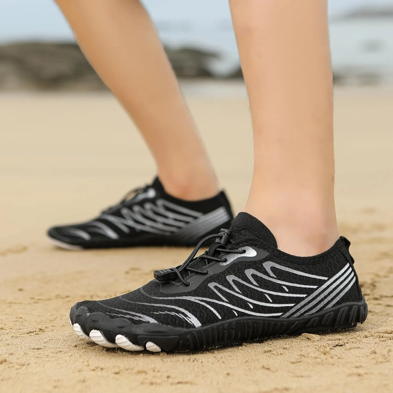 2025 Water Shoes Mens Womens Wide Toe Barefoot Shoes Breathable & Non-Slip Athletic Footwear Beach Swim Quick-Dry Aqua Socks Pool Shoes for Hiking Diving Walking