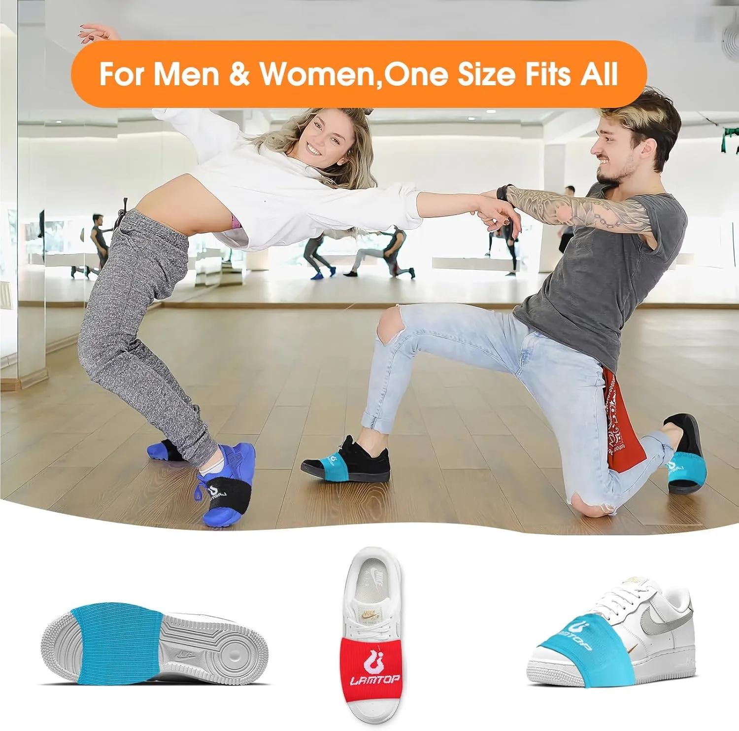 6 Pairs Dance Shoe Socks on Smooth Floors Over Sneakers,Shoe Cover Dancing Shoe Sliders Dancers Turning Socks Protect Knees