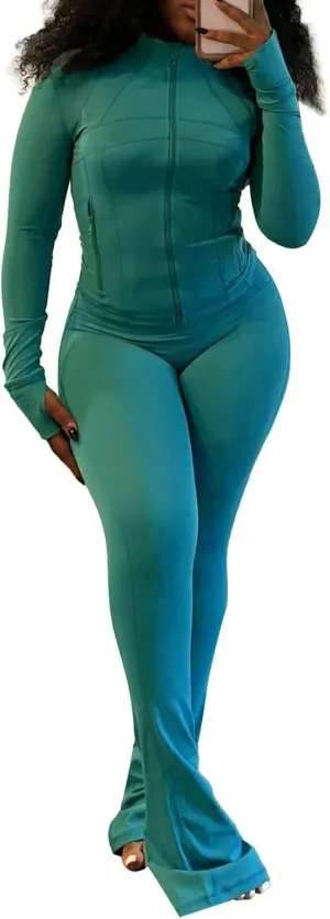 Activewear Sets for Women Two Piece Workout Yoga Sets Zip Up Sets for Women 2 Piece Two Piece Legging Set for Women