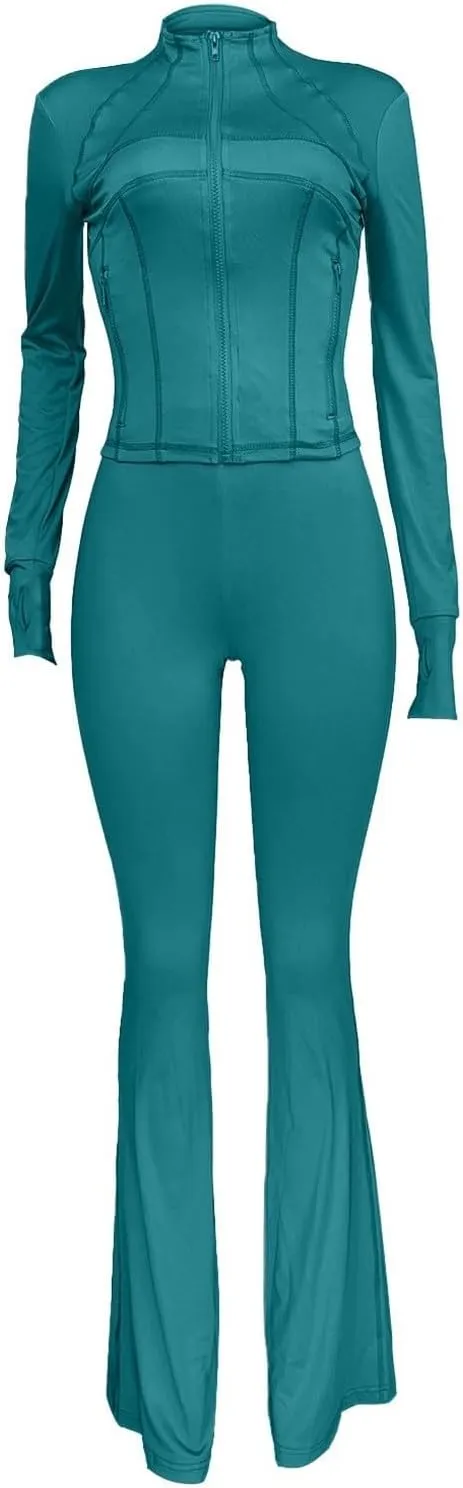 Activewear Sets for Women Two Piece Workout Yoga Sets Zip Up Sets for Women 2 Piece Two Piece Legging Set for Women