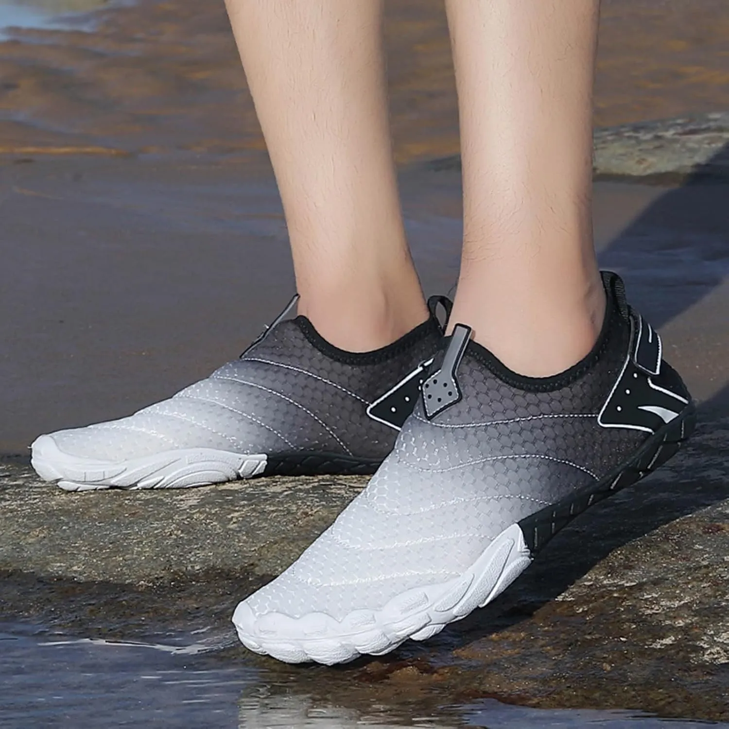Adult Quick-Dry,Aqua Sock Barefoot for Beach Couples Wading Outdoor Hiking River Pool Water Shoes Men's and Women's Non Slip Breathable Swimming Sneakers with Back Adjustable Strap for House Sports