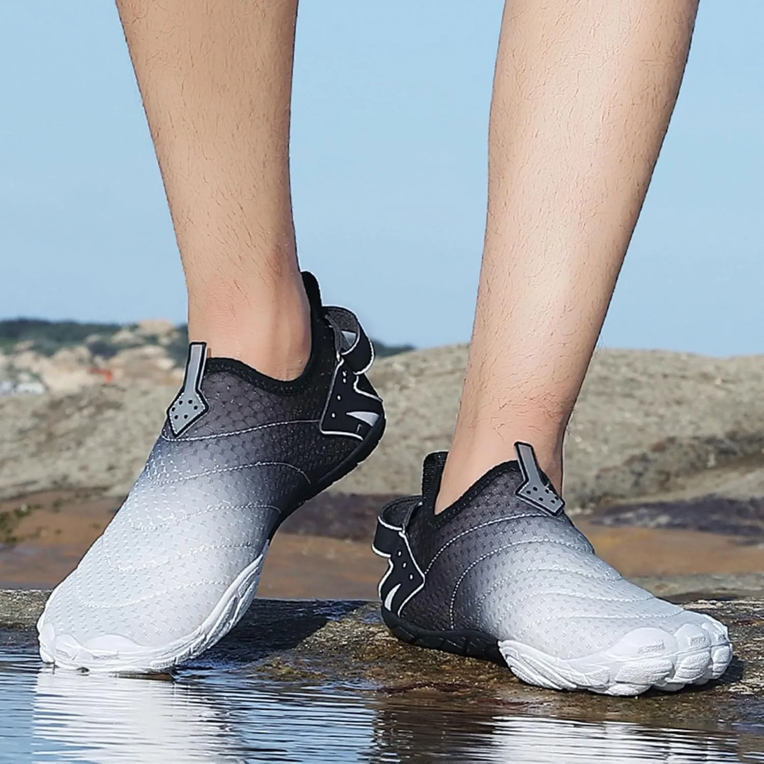 Adult Quick-Dry,Aqua Sock Barefoot for Beach Couples Wading Outdoor Hiking River Pool Water Shoes Men's and Women's Non Slip Breathable Swimming Sneakers with Back Adjustable Strap for House Sports