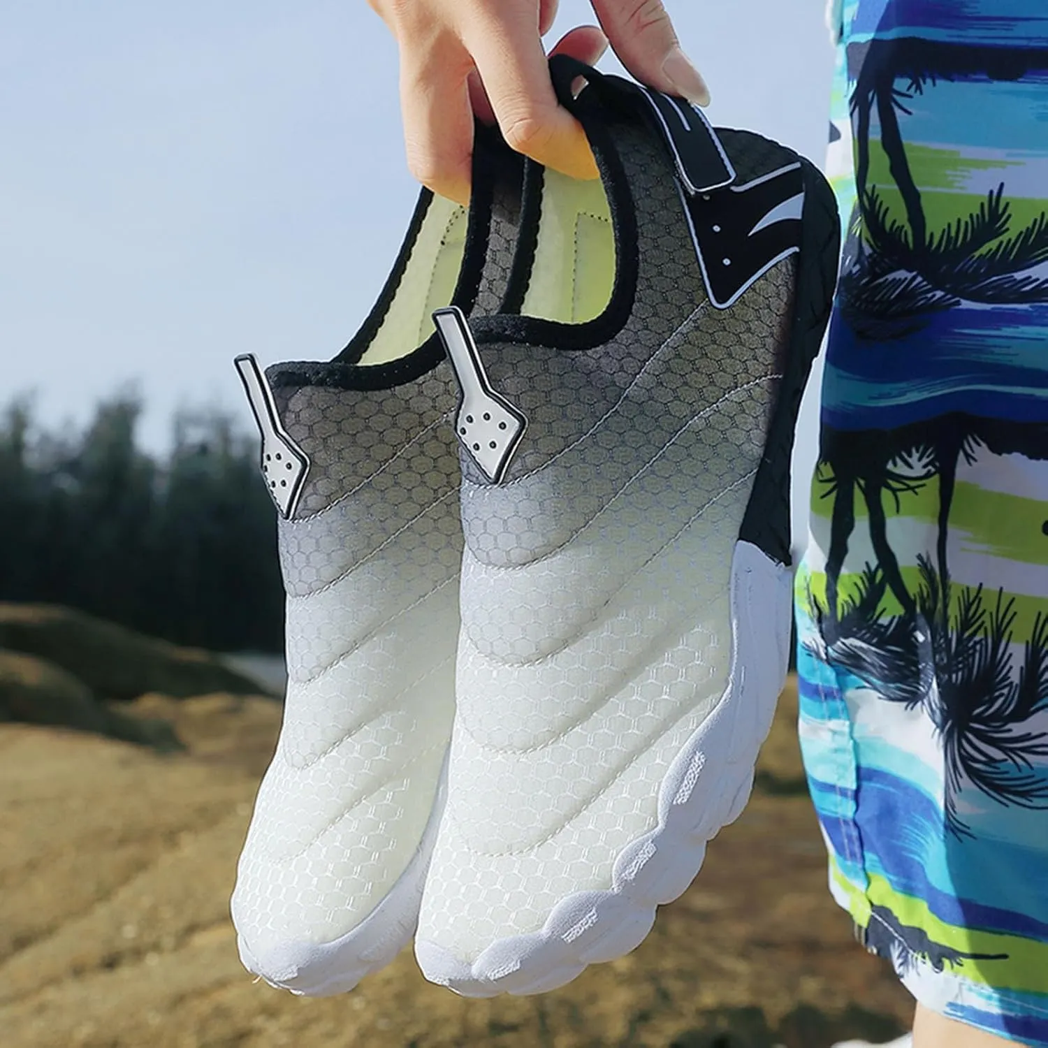 Adult Quick-Dry,Aqua Sock Barefoot for Beach Couples Wading Outdoor Hiking River Pool Water Shoes Men's and Women's Non Slip Breathable Swimming Sneakers with Back Adjustable Strap for House Sports