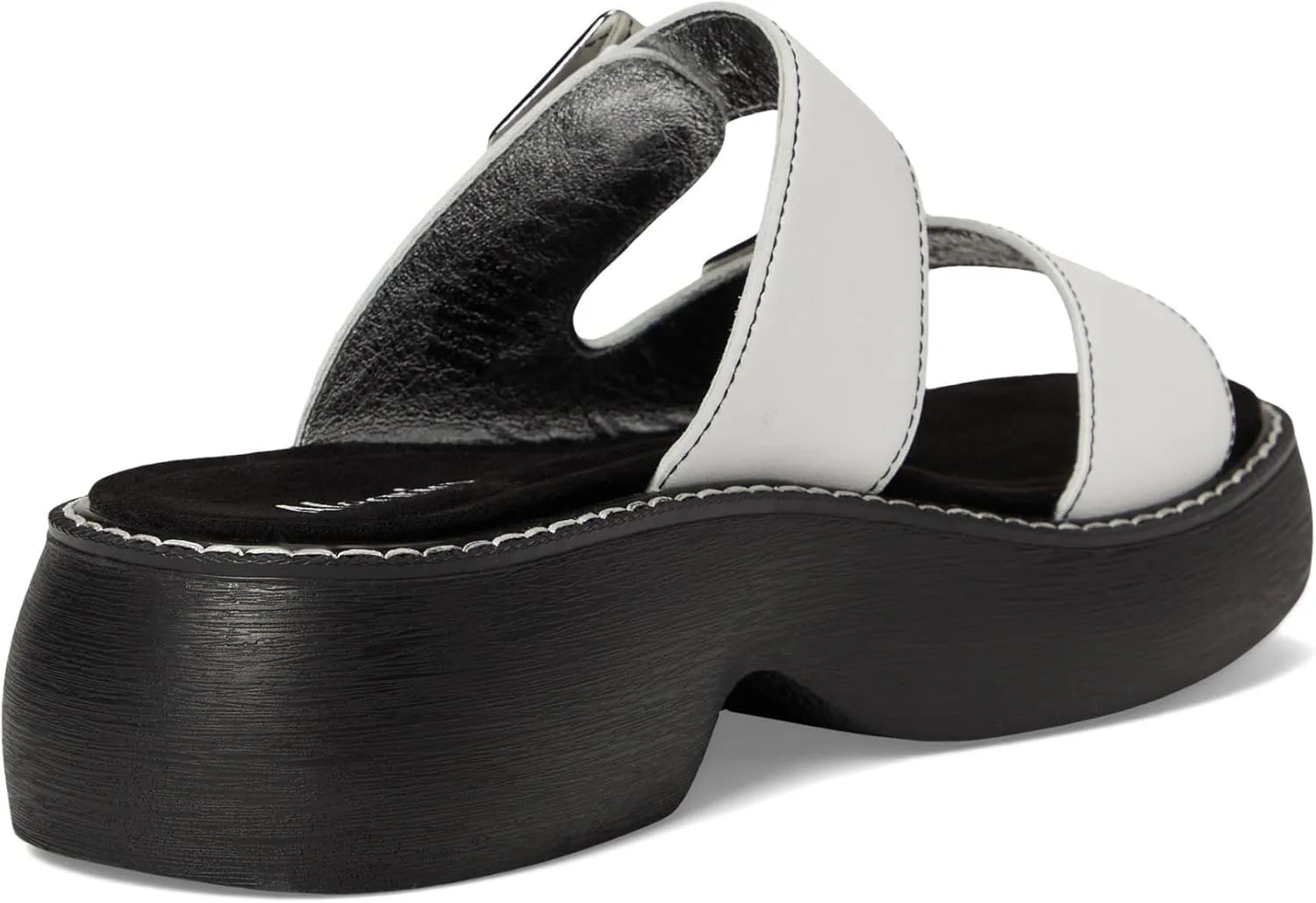 Alegria Women Iza Platform Buckle Leather Double Strap Slide