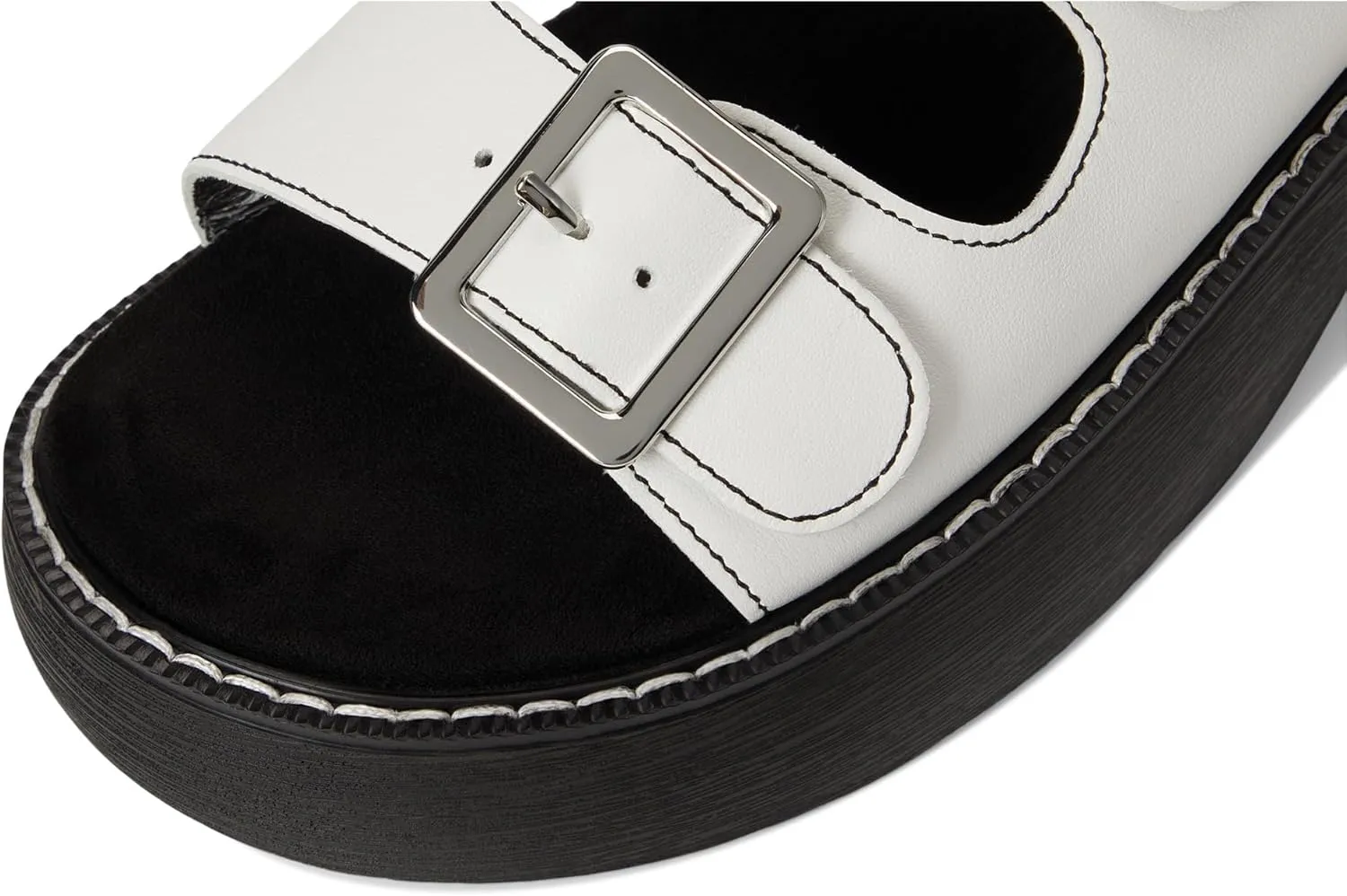 Alegria Women Iza Platform Buckle Leather Double Strap Slide