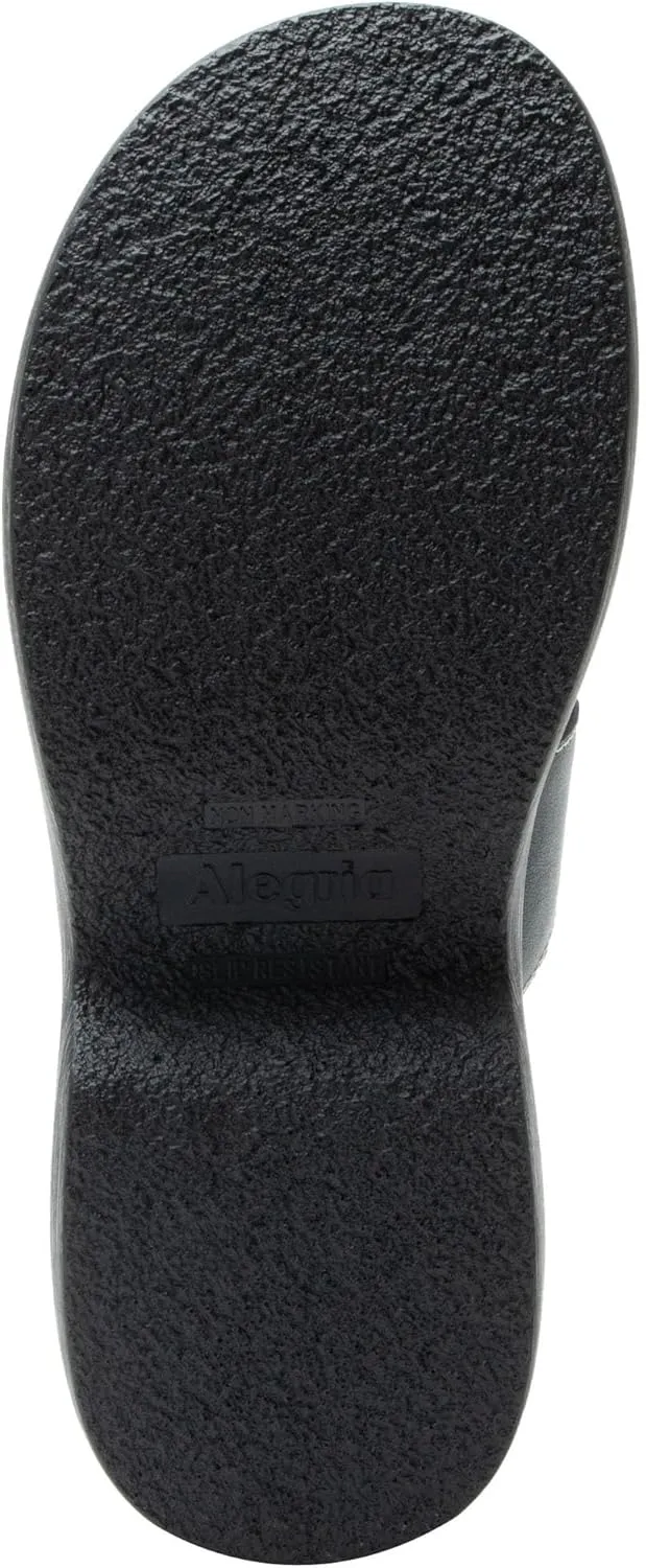 Alegria Women Iza Platform Buckle Leather Double Strap Slide