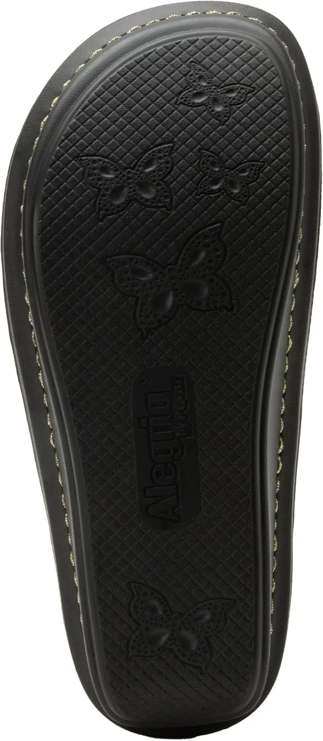 Alegria Womens Julee Triple Adjustable Leather Low Platform Slide Sandal