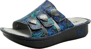 Alegria Womens Julee Triple Adjustable Leather Low Platform Slide Sandal