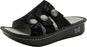 Alegria Womens Julee Triple Adjustable Leather Low Platform Slide Sandal