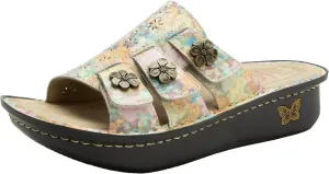 Alegria Womens Julee Triple Adjustable Leather Low Platform Slide Sandal