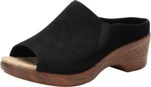 Alegria Womens Shilaine Wedge - Stylish and Versatile Open Back Heel for Endless Support - Enhanced Arch Slip Resistant Peep Toe Platform Sandal For Professionals