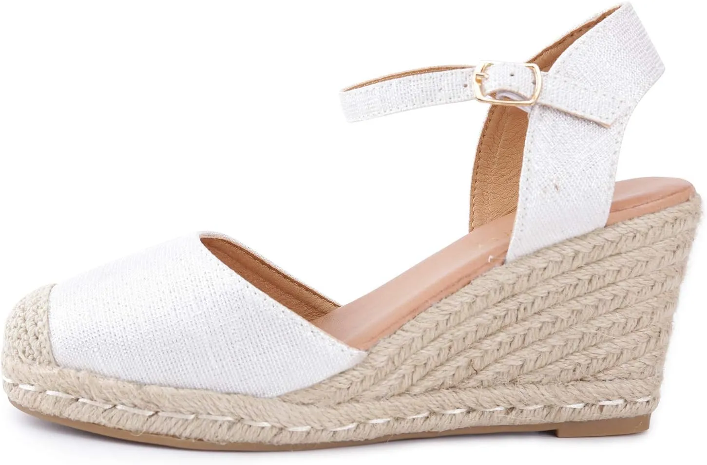 Alexis Leroy Women's Closed Toe Buckle Strap Slingback Espadrilles Wedge Sandals