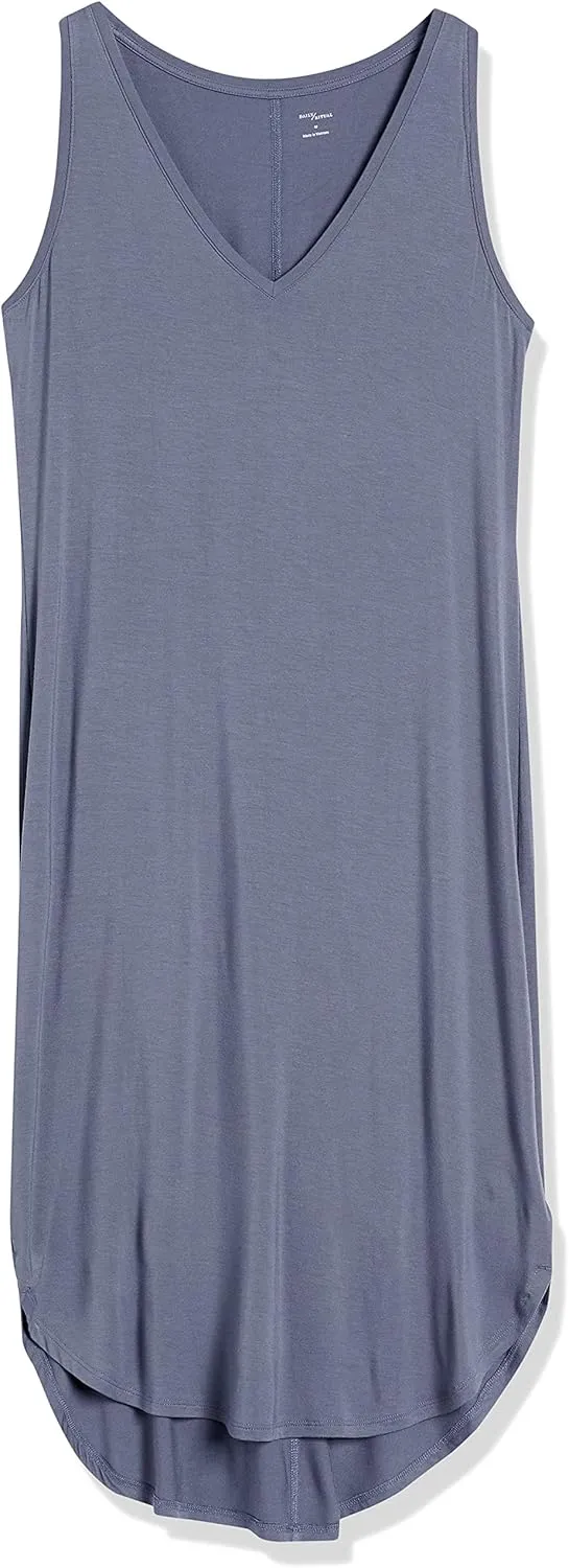 Amazon Essentials Women's Jersey Regular-Fit Sleeveless v-Neck Midi Dress (Previously Daily Ritual)