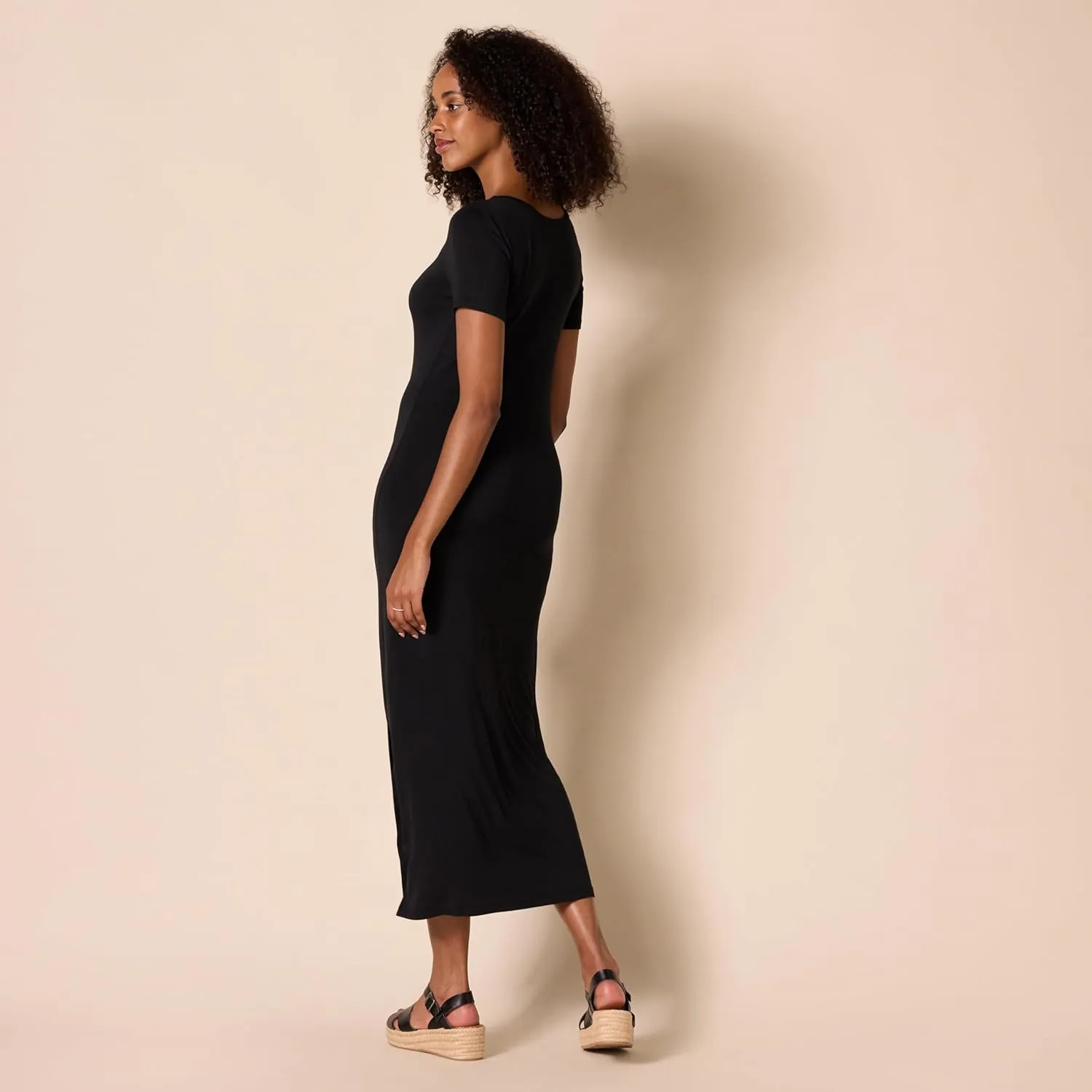 Amazon Essentials Women's Jersey Standard-Fit Short-Sleeve Crewneck Side Slit Maxi Dress (Previously Daily Ritual)