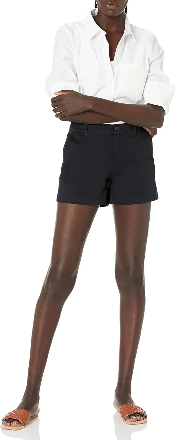Amazon Essentials Women's Mid-Rise Slim-Fit 3.5 Inch Inseam Khaki Short