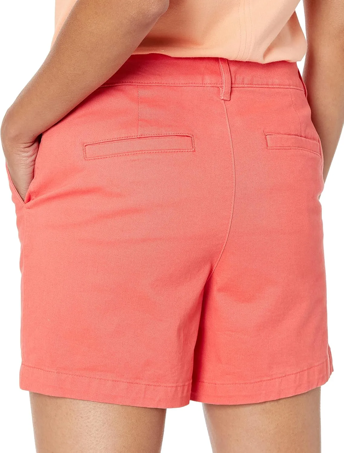 Amazon Essentials Women's Mid-Rise Slim-Fit 5 Inch Inseam Khaki Short (Available in Straight and Curvy Fits)