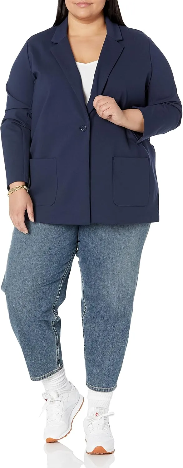 Amazon Essentials Women's Relaxed-Fit Soft Ponte Blazer