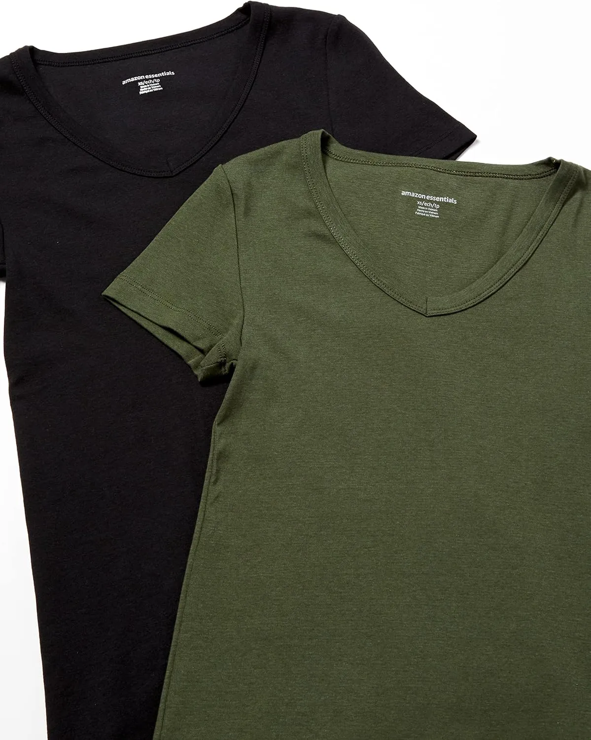 Amazon Essentials Women's Slim-Fit Short-Sleeve V-Neck T-Shirt, Pack of 2