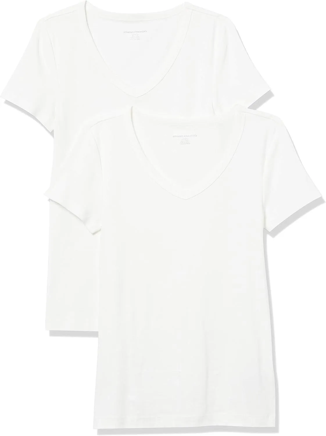 Amazon Essentials Women's Slim-Fit Short-Sleeve V-Neck T-Shirt, Pack of 2
