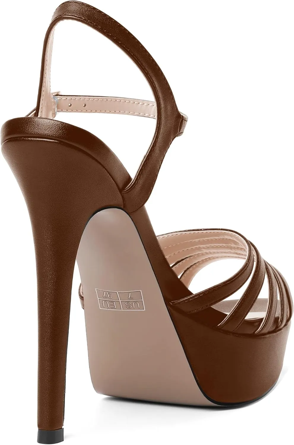 AMBELIGHT Womens Matte Buckle Ankle Strap Night Club Fashion Open Toe Heels Stiletto High Heel Sandals 5 Inch