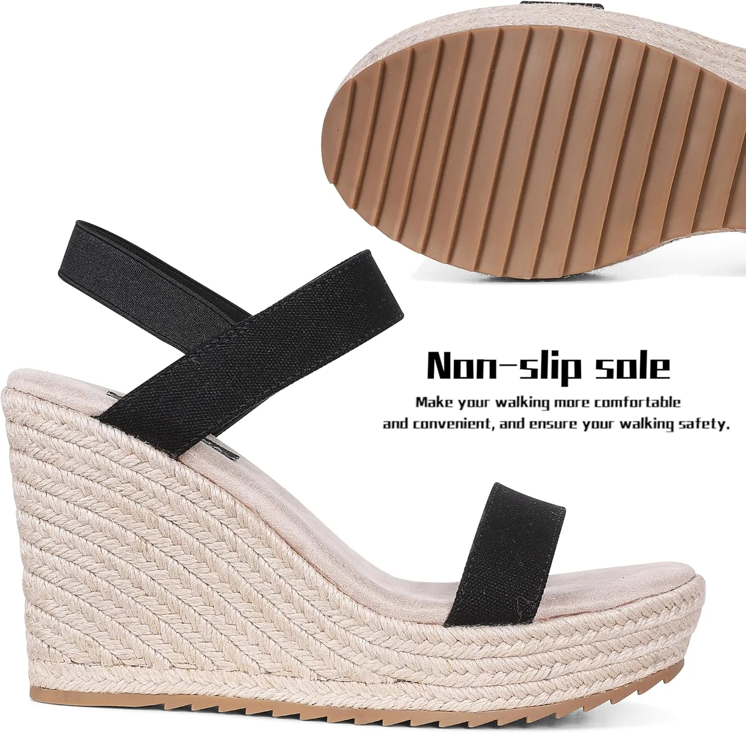 AMINUGAL Espadrille Sandals for Women - Dressy Summer Espadrilles Wedges with High Heels - Comfortable & Casual