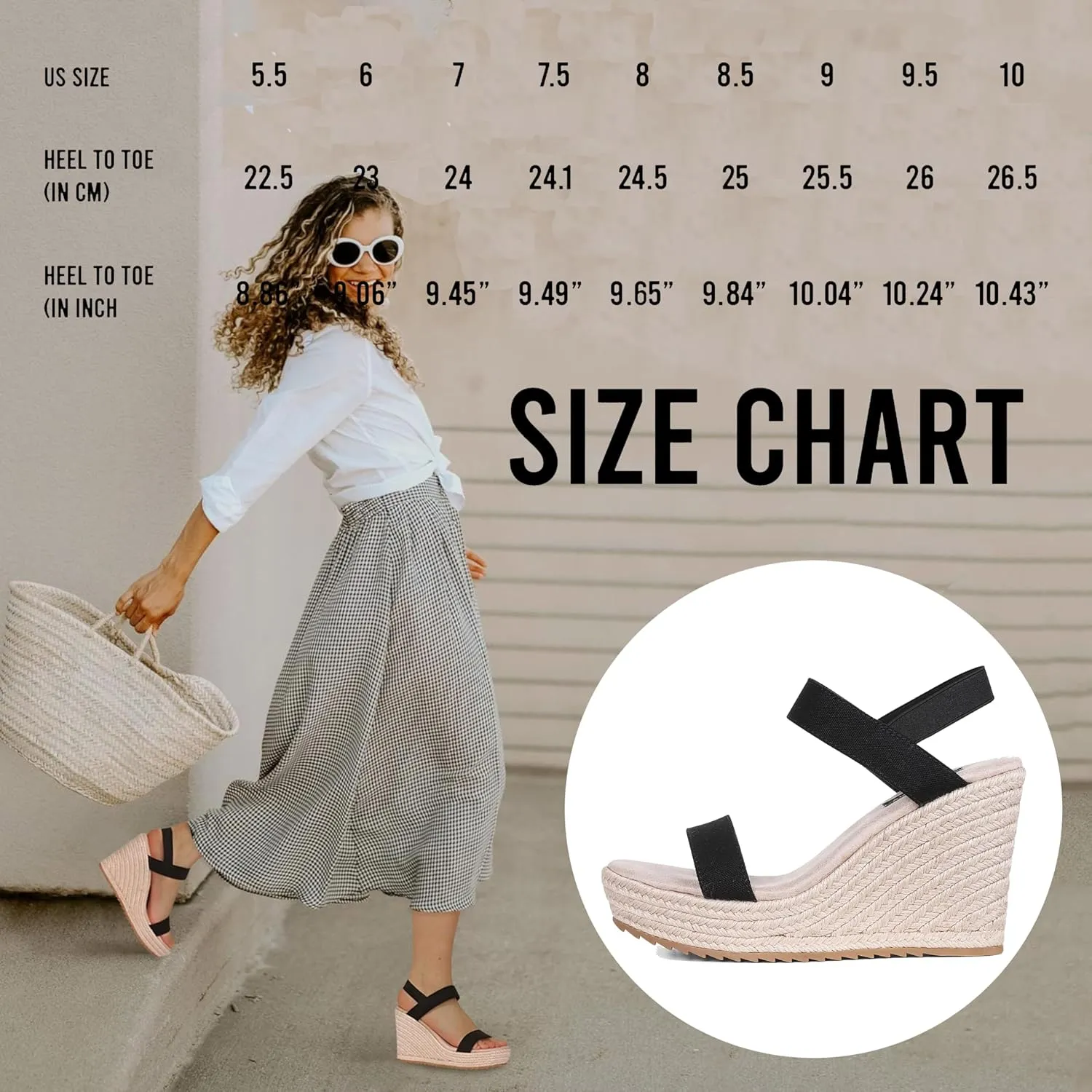 AMINUGAL Espadrille Sandals for Women - Dressy Summer Espadrilles Wedges with High Heels - Comfortable & Casual