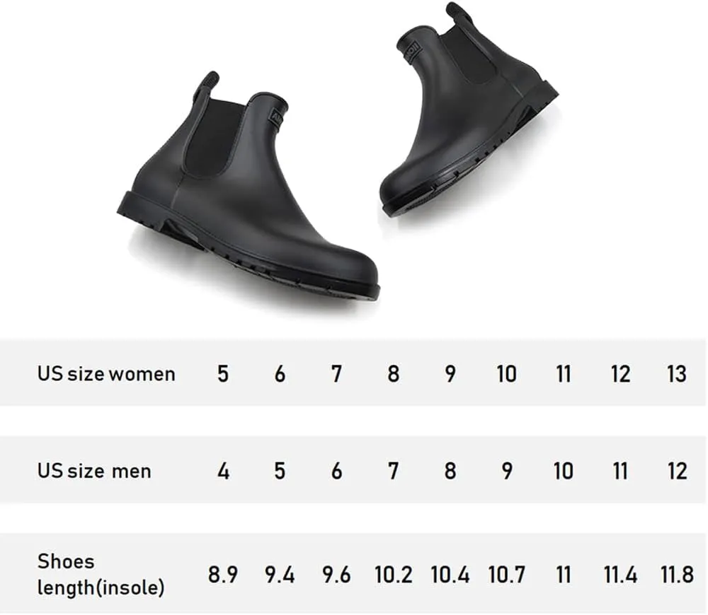Amoji Unisex Ankle Chelsea Rain Short Rubber Boots 919