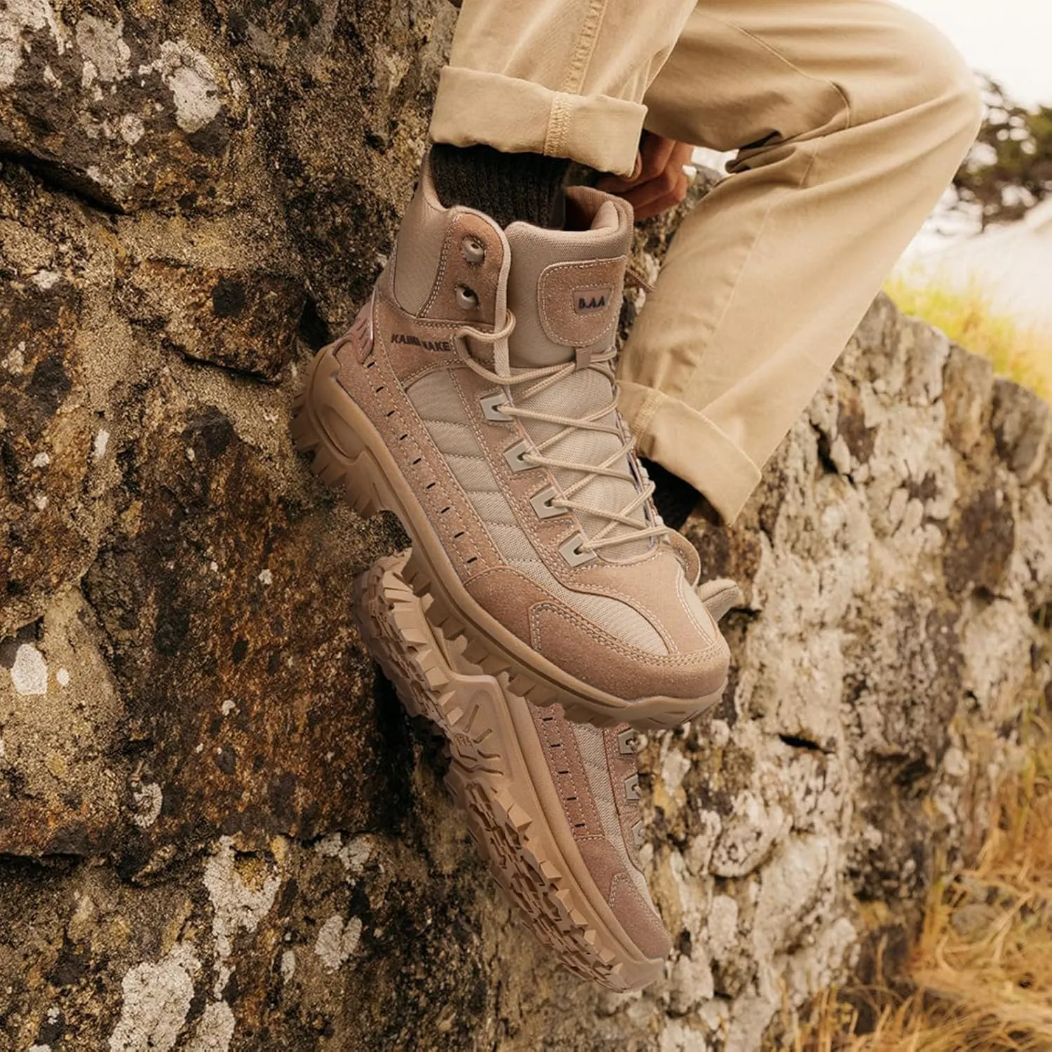ANGRYRAM Men's Tactical Military Work Boots 6 Inch Side Zipper Lightweight Comfortable Combat Motorcycle Boots for Men