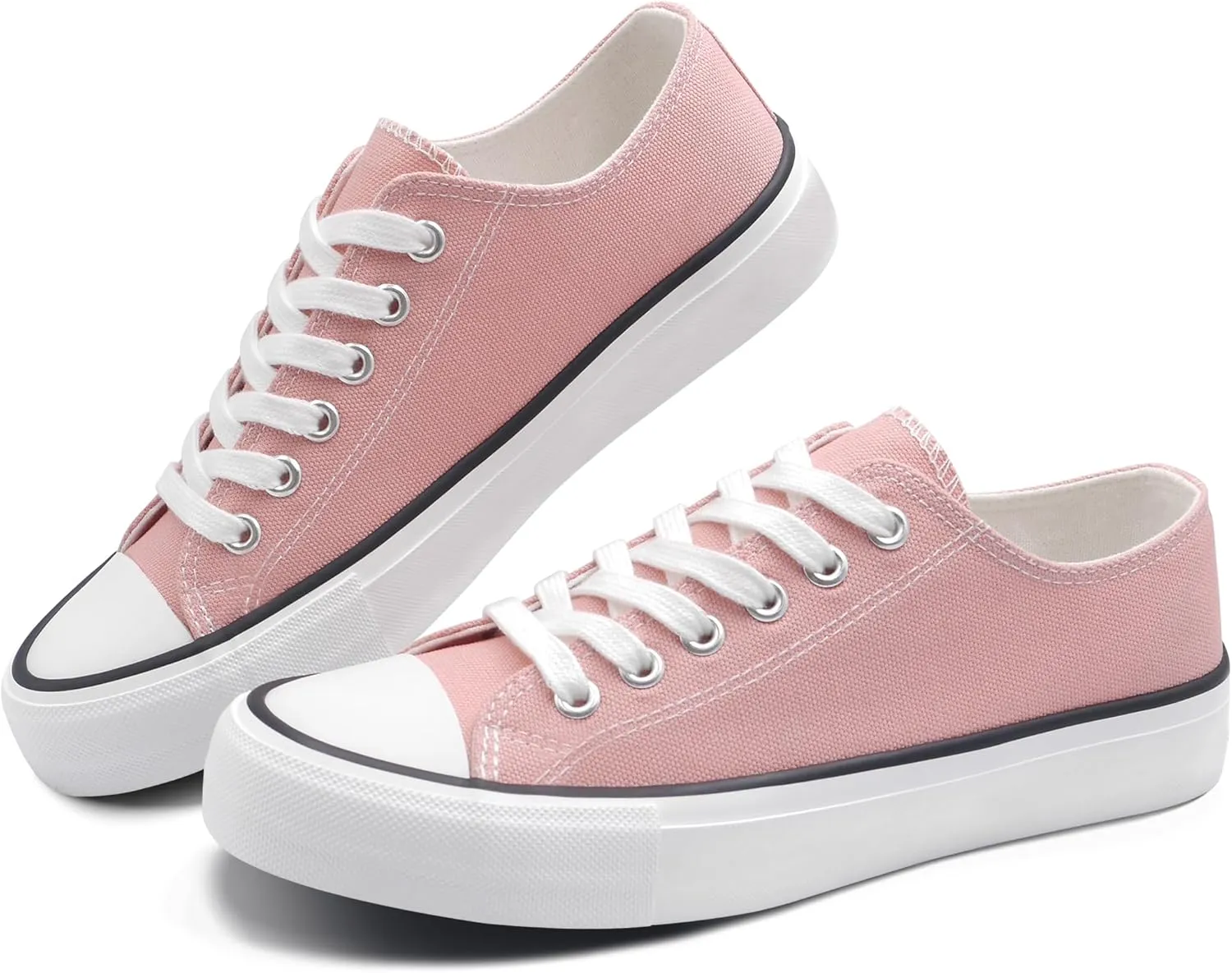 ANTLULU Womens Canvas Shoes Low Top and Lace up Fashion Casual Sneakers Black and White Classic