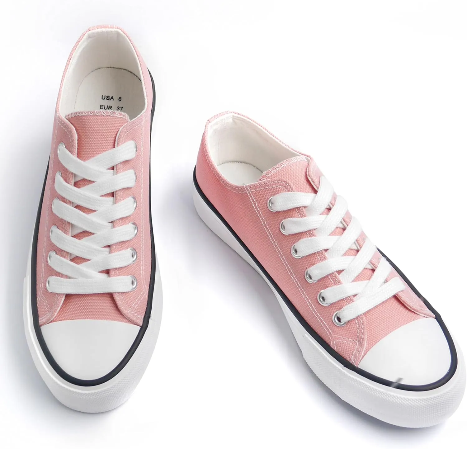 ANTLULU Womens Canvas Shoes Low Top and Lace up Fashion Casual Sneakers Black and White Classic