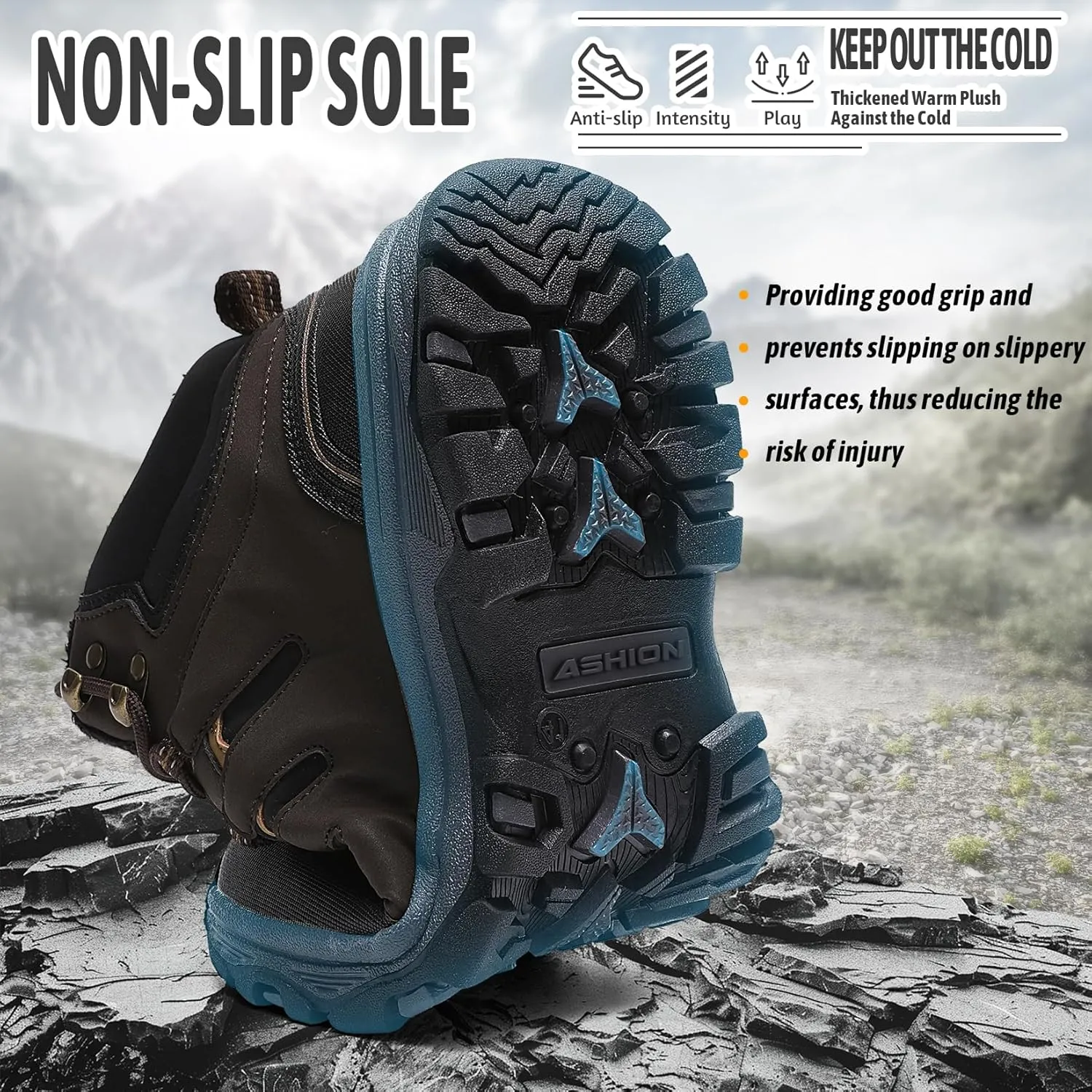 ASHION Mens Snow Boots Barefoot Winter Shoes Hiking Footwear Fur Lined Warm Ankle Boots Zero Drop Sole Comfortable Outdoor Walking Shoes Booties
