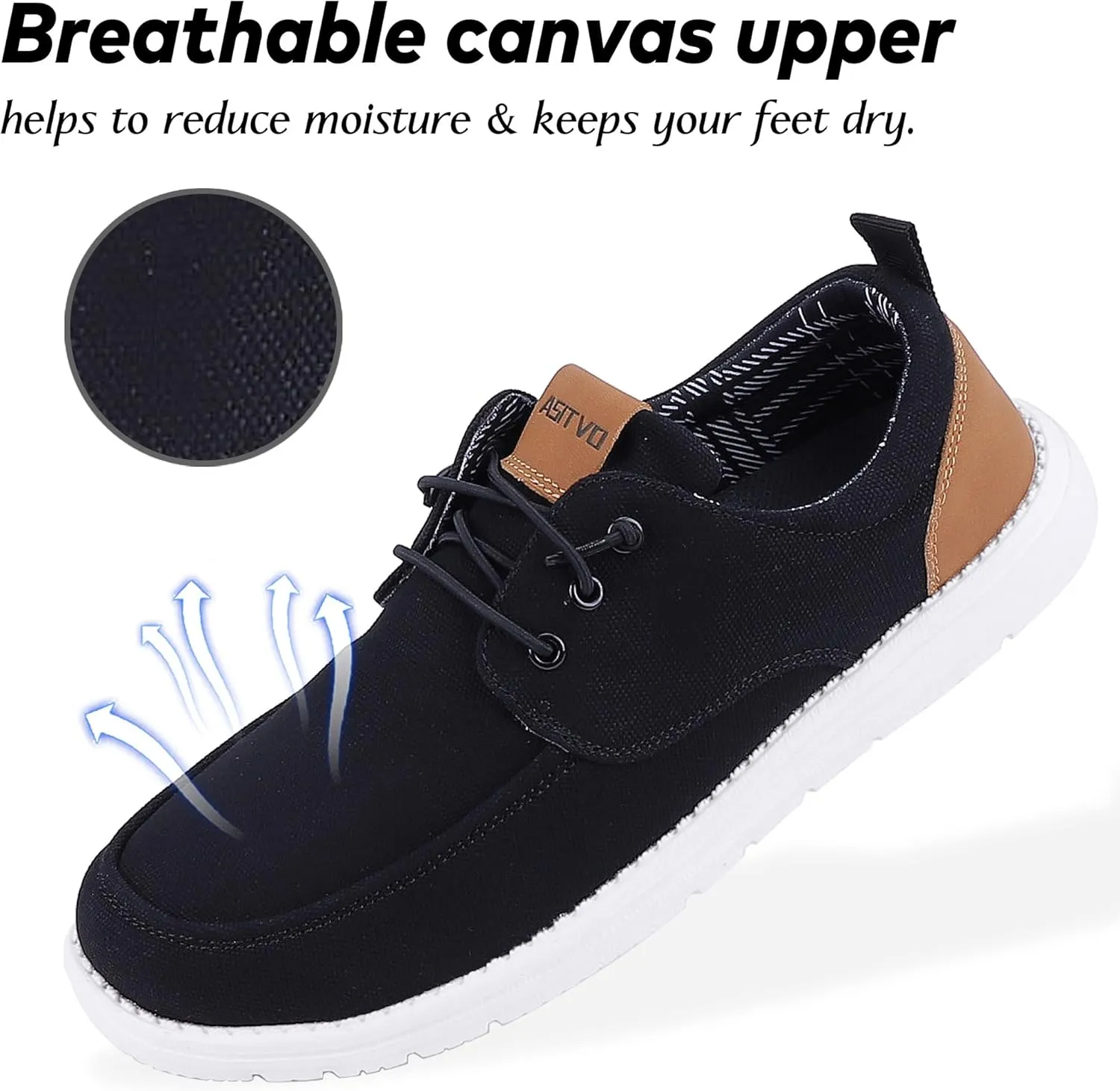 ASITVO Mens Wide Canvas Loafers Slip on Big Size Walking Shoes Width Toe Box Casual Dress Shoes