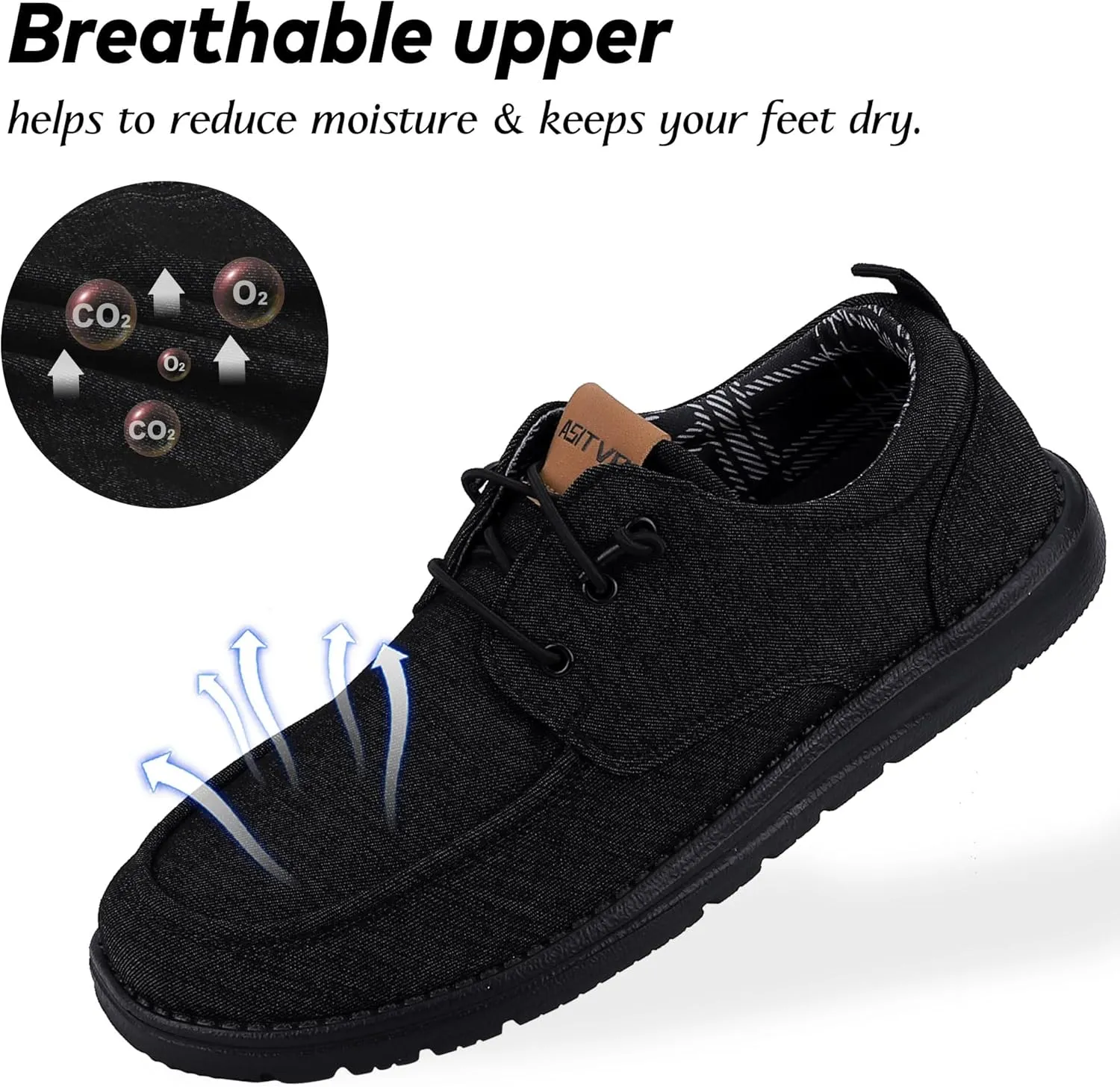 ASITVO Mens Wide Canvas Loafers Slip on Big Size Walking Shoes Width Toe Box Casual Dress Shoes