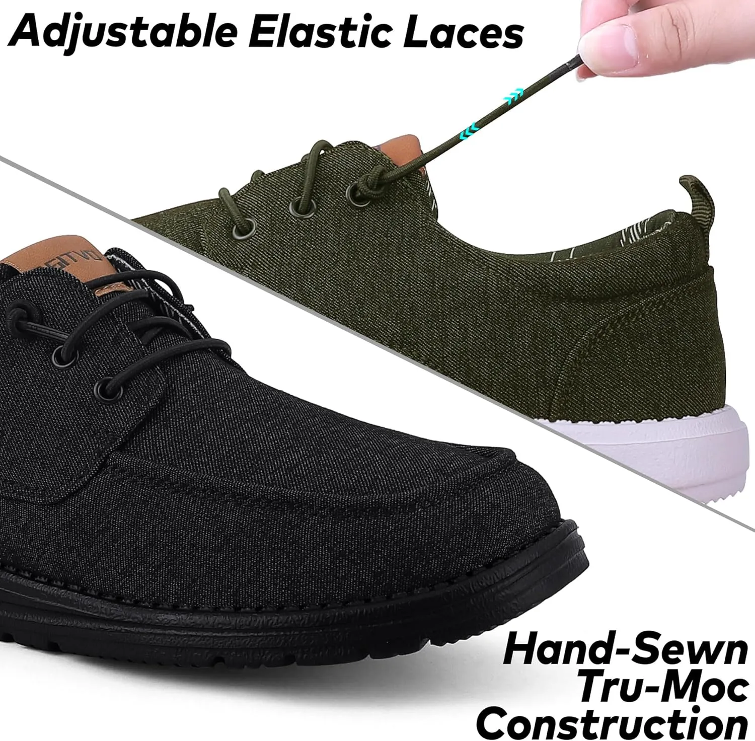 ASITVO Mens Wide Canvas Loafers Slip on Big Size Walking Shoes Width Toe Box Casual Dress Shoes
