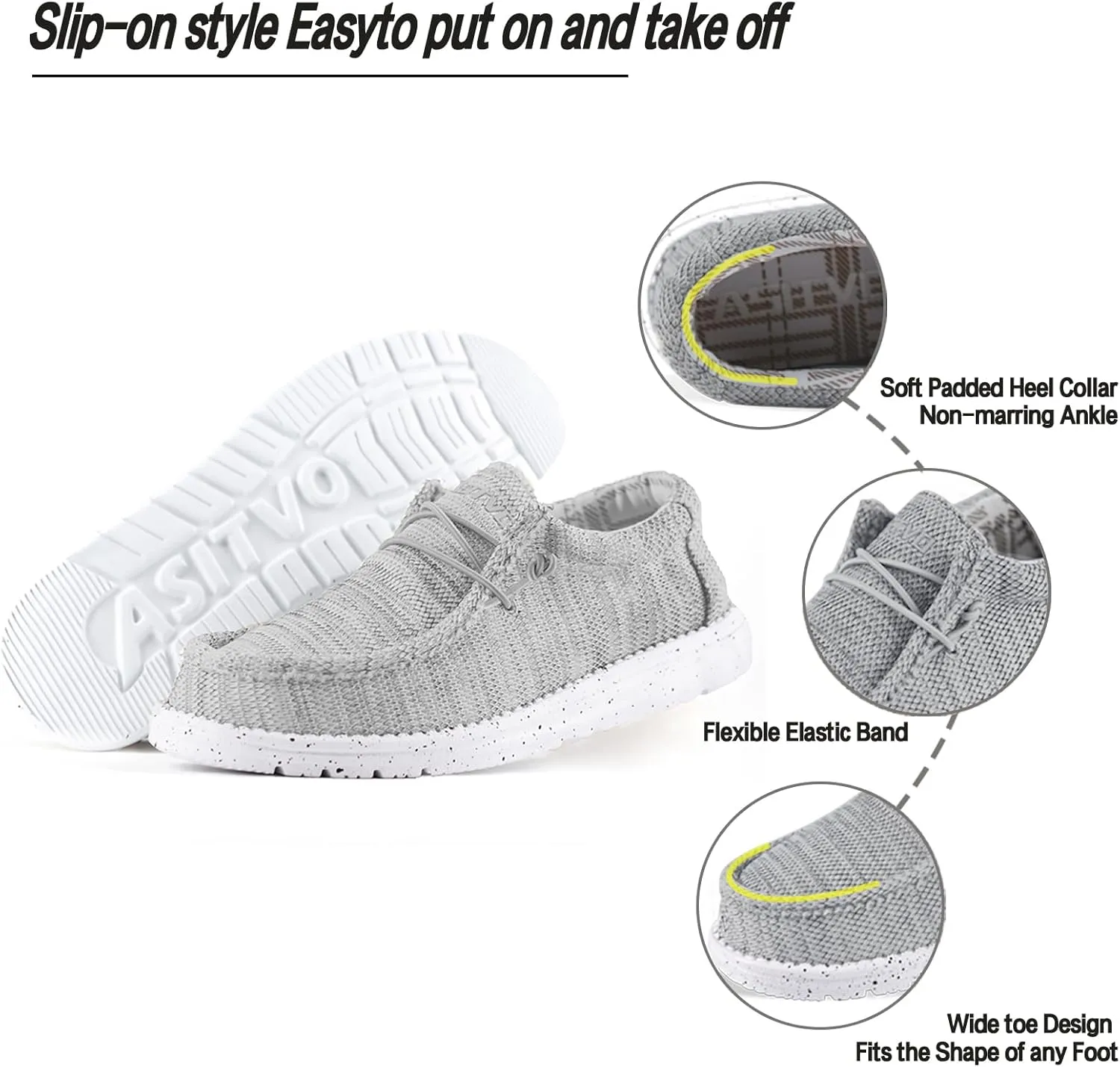 ASITVO Men's Wide Loafers & Slip-ons|Big Size Casual Slip on Walking Shoes|Width Toe Box