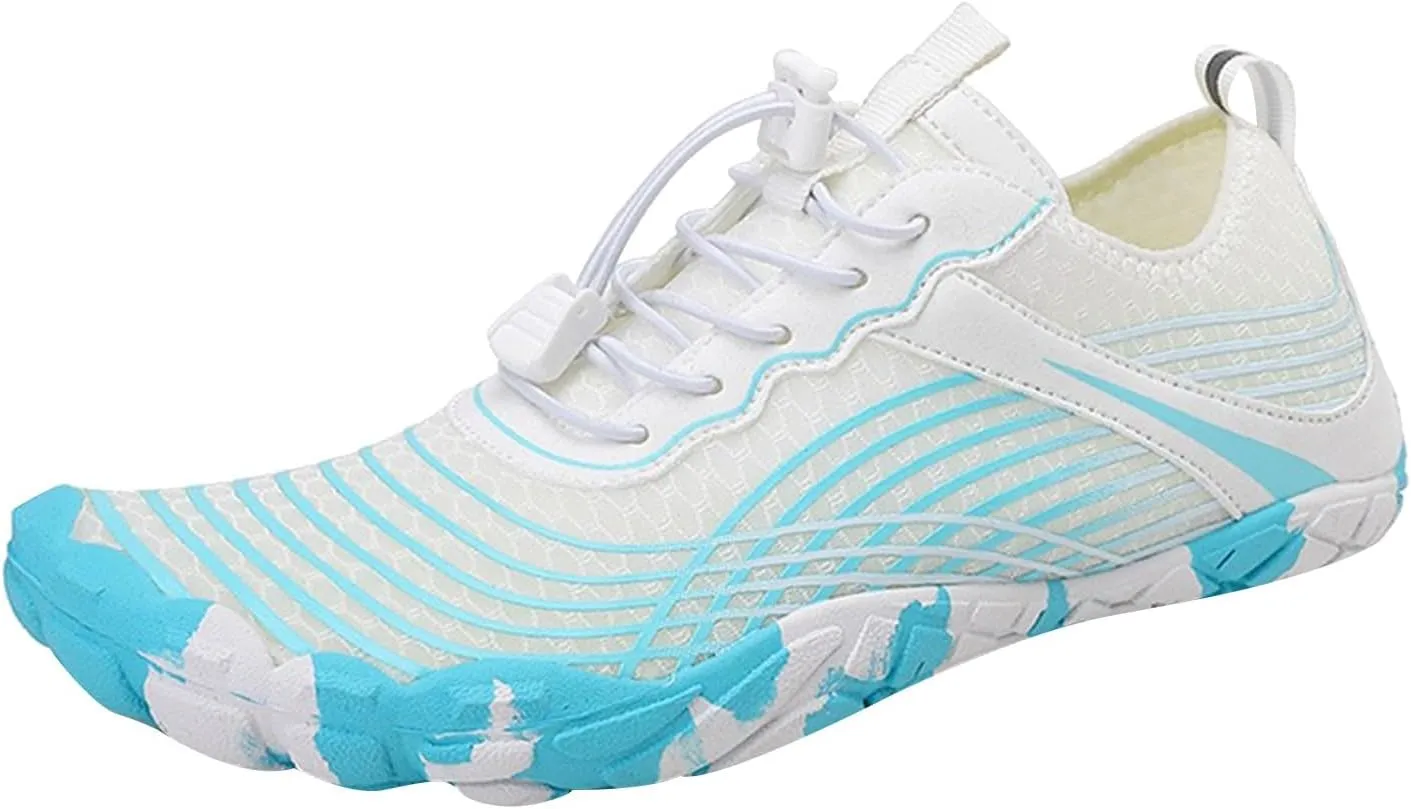 Athletic Hiking Water Shoes Womens Mens Quick-Dry Barefoot for Beach Walking Diving Wading Training,Summer Comfy Thick Sole Indoor Fitness Sneakers,Couple Breathable Travel Friendly Shoe Light Blue