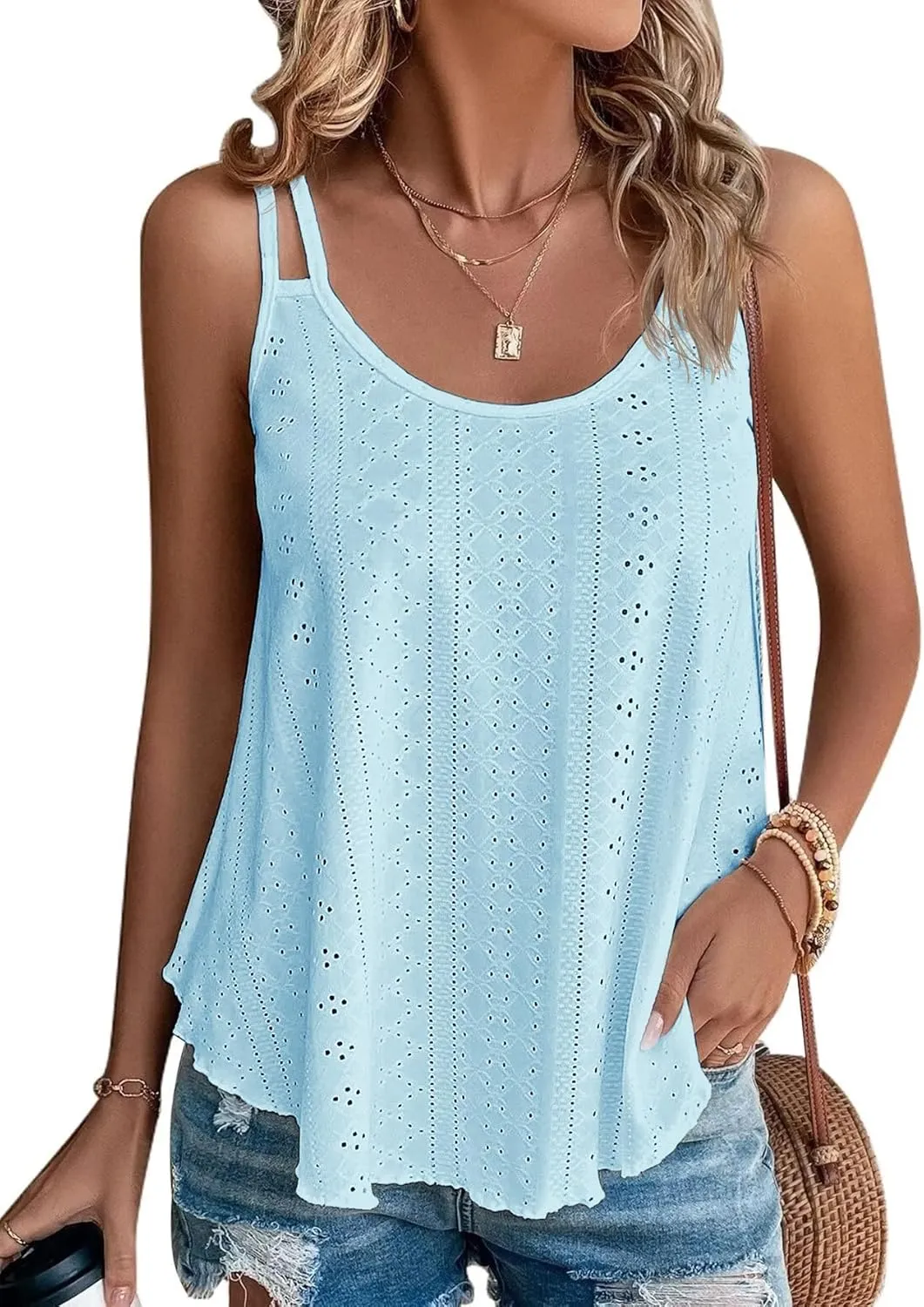 ATHMILE Women's Tank Tops Sleeveless Summer Top Spaghetti Strap Spring Shirt Loose Fit Beach Vacation 2025 Casual