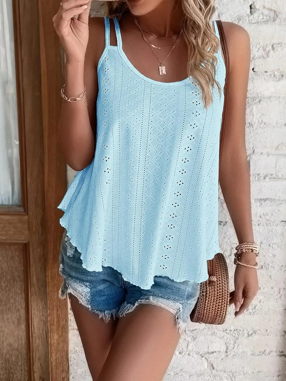 ATHMILE Women's Tank Tops Sleeveless Summer Top Spaghetti Strap Spring Shirt Loose Fit Beach Vacation 2025 Casual