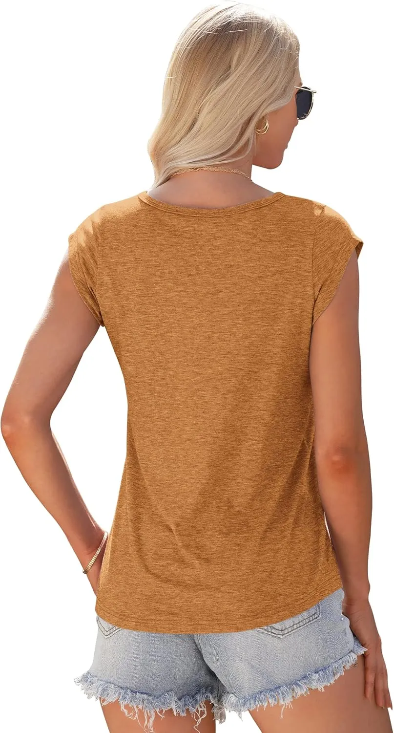 AUSELILY Womens Cap Sleeve T-Shirt Casual Loose Fit Tank Tops
