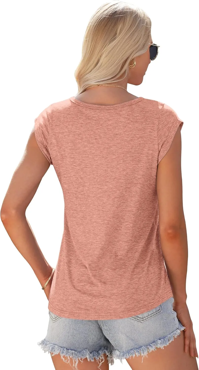 AUSELILY Womens Cap Sleeve T-Shirt Casual Loose Fit Tank Tops