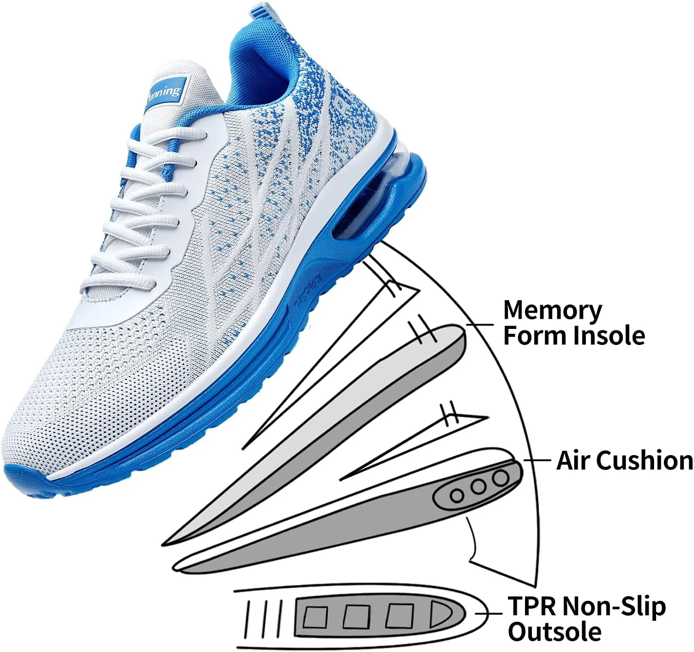 Autper Mens Air Athletic Running Tennis Shoes Lightweight Sport Gym Jogging Walking Sneakers US 6.5-US12.5