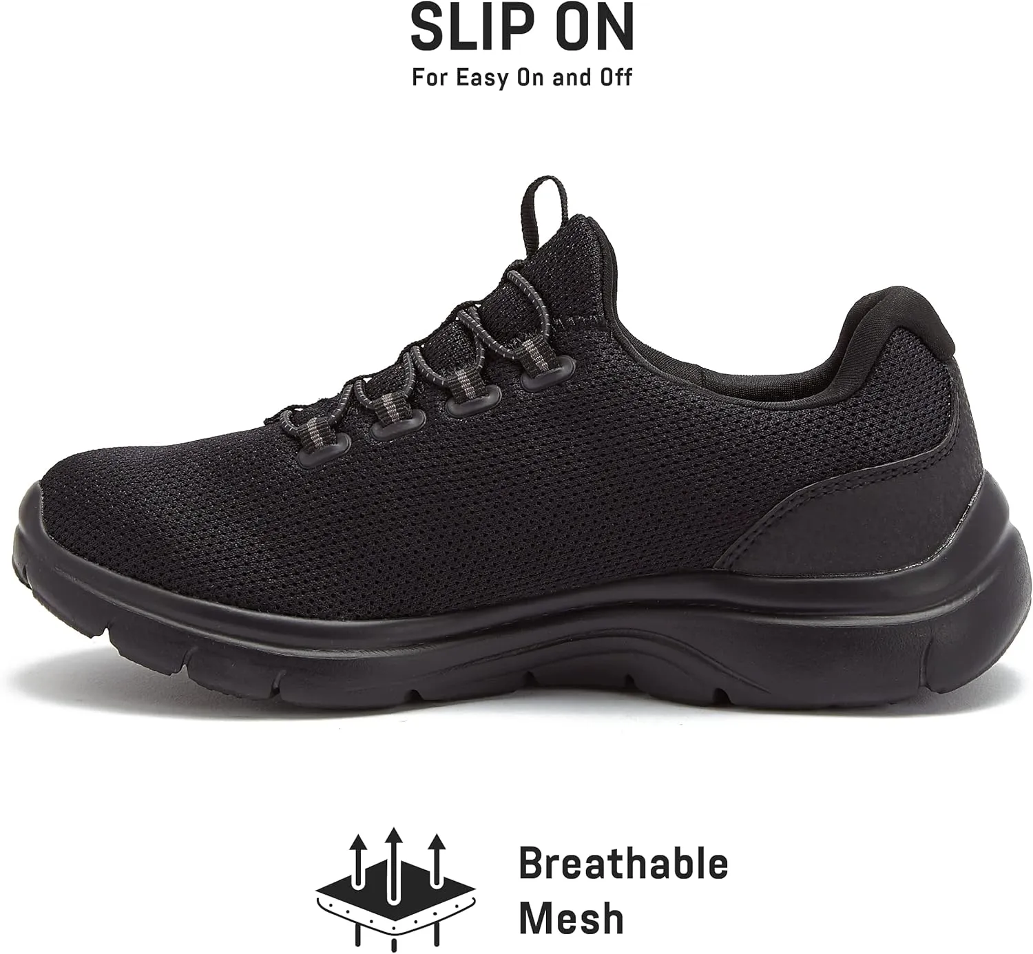 Avia Junction Women’s Slip On Sneakers - Comfortable, Breathable No Laces Shoes for Women with Memory Foam
