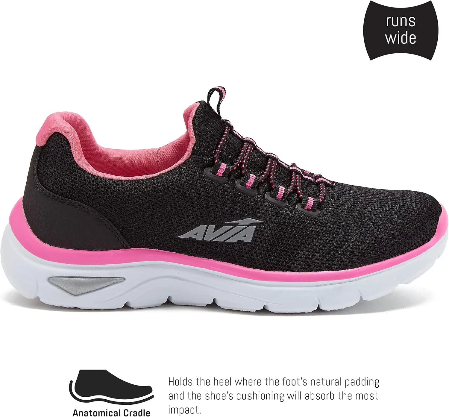 Avia Junction Women’s Slip On Sneakers - Comfortable, Breathable No Laces Shoes for Women with Memory Foam