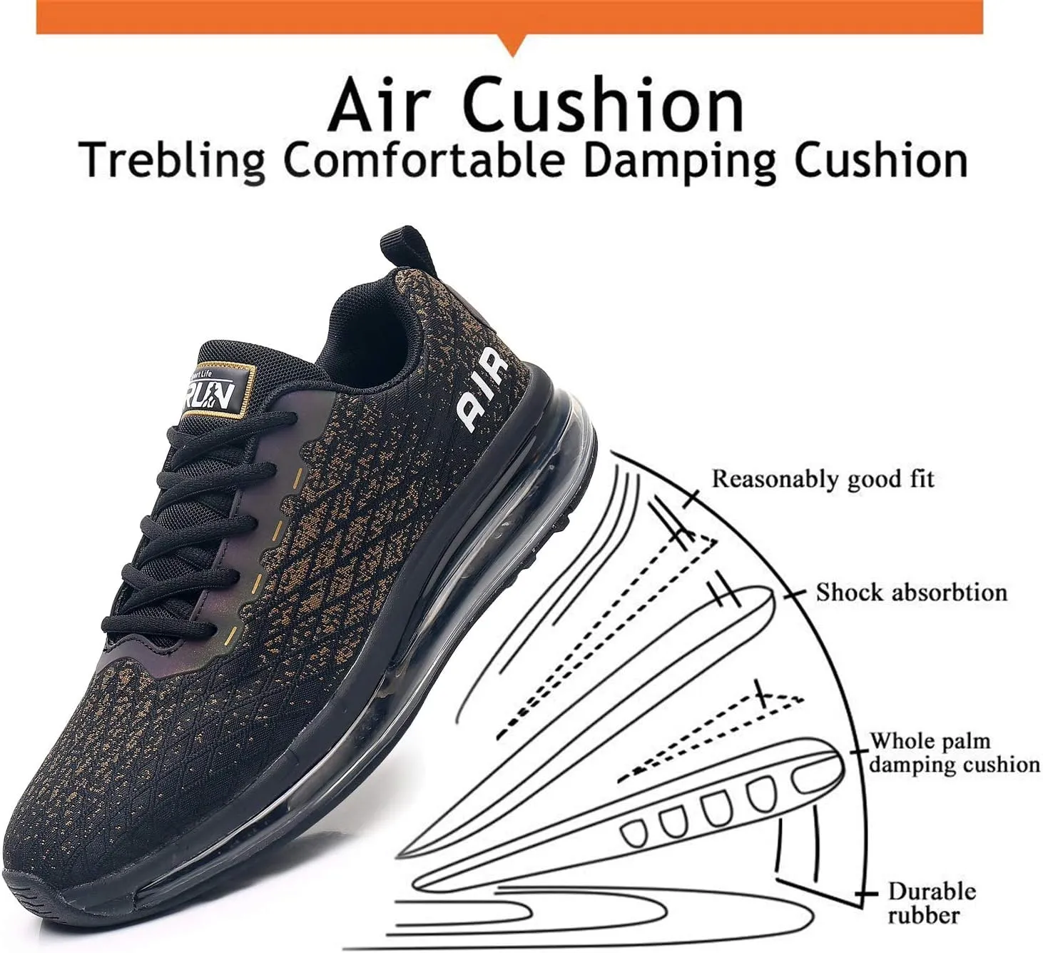 Axcone Mens Tennis Shoes Athletic Running Gym Jogging Air Cushion Workout Sneakers US7-US13