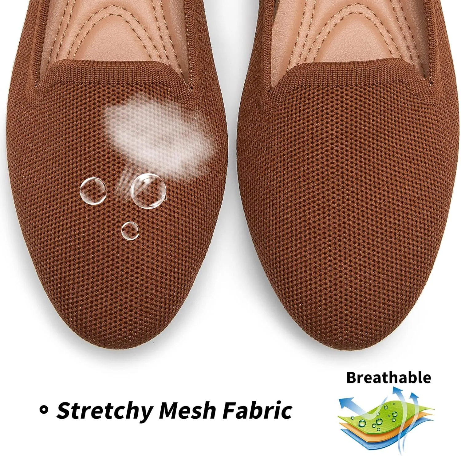 BABUDOG Women's Sparkly Flats Shoes Shiny Mesh Loafers Shoes Soft Memory Foam Flats