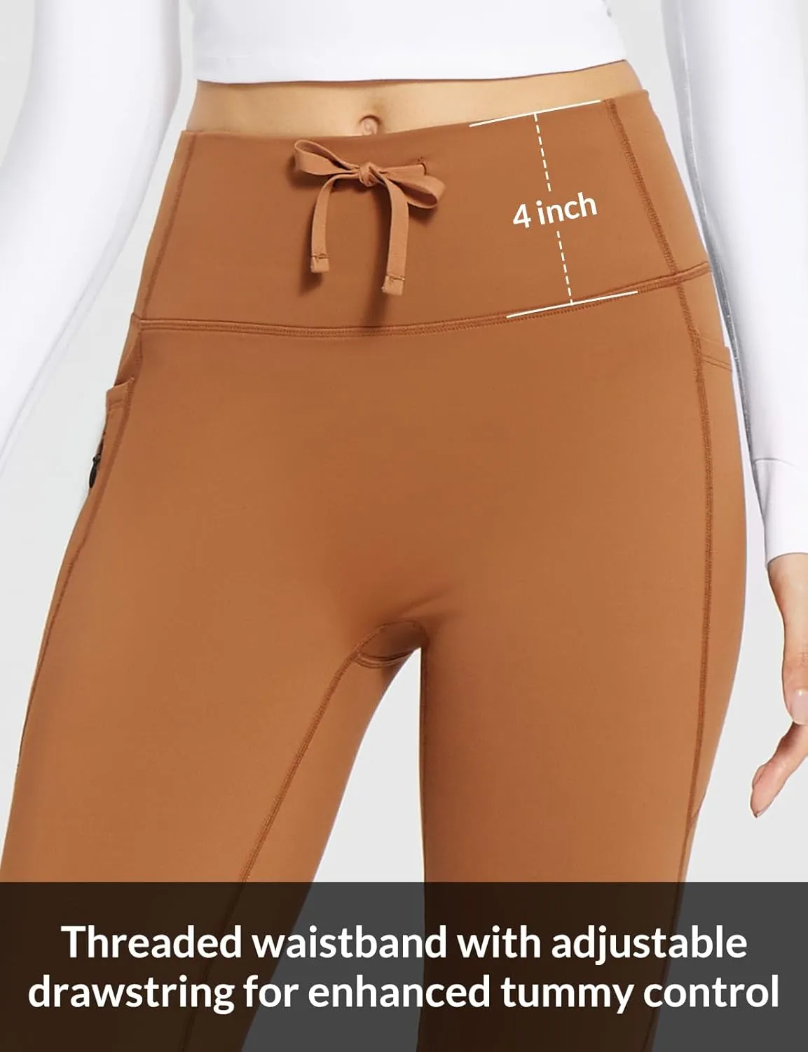 baleaf Women's Fleece Lined Pants Winter Thermal Warm Bootcut Flare Leggings Hiking Yoga Pants with Zip Pockets Cold Weather